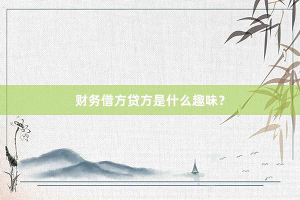 财务借方贷方是什么趣味？